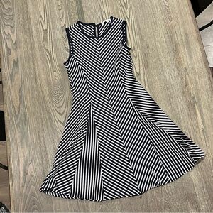 Sophia & Zeke Womens Sleeveless Mini Dress Crewneck Black Ivory Striped Size M